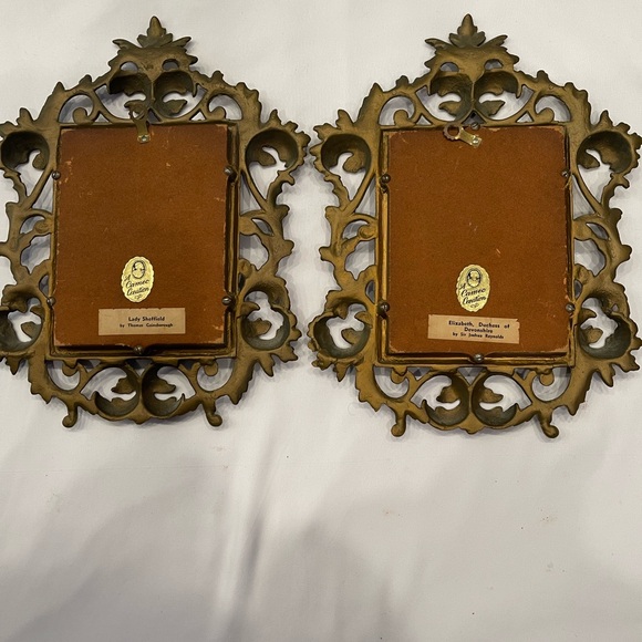 CAMEO CREATION 1940's Antique ART Hard Plastic Dark Golden Frames Portraits Set - Picture 9 of 16